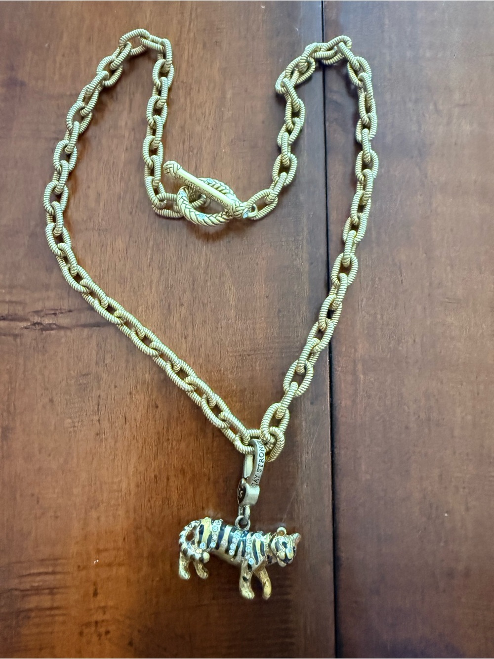 Jay Strongwater Gold and Black Enamel Tiger Pendant Necklace